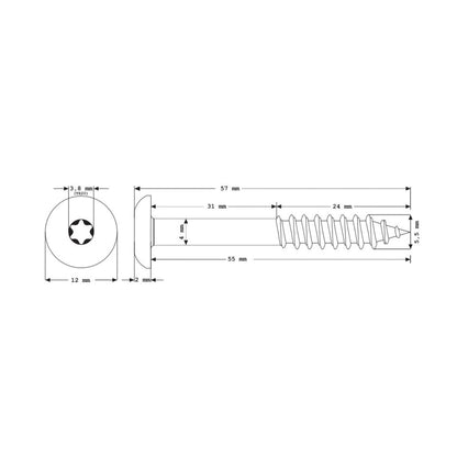 Meisterling Fassadenschrauben 5,5x55 mm 100 Stück ( 010030000411 ) 12 mm Flachkopf weiß mit Torx Teilgewinde V4A Edelstahl