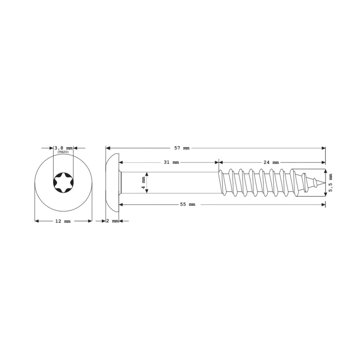 Meisterling Fassadenschrauben 5,5x55 mm 100 Stück ( 010030000421 ) 12 mm Flachkopf anthrazit mit Torx Teilgewinde V4A Edelstahl