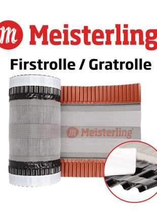 Meisterling Firstrolle / Gratrolle 320 mm x 5 m ( 012100000410 ) UV stabilisiertes hochleistungs PET Spinnvlies Gewebe ziegelrot