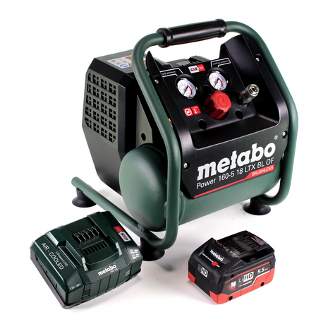 Metabo Power 160-5 18 LTX BL OF Akku Kompressor 18 V 8,0 bar Brushless + 1x LiHD Akkupack 5,5 Ah + Ladegerät