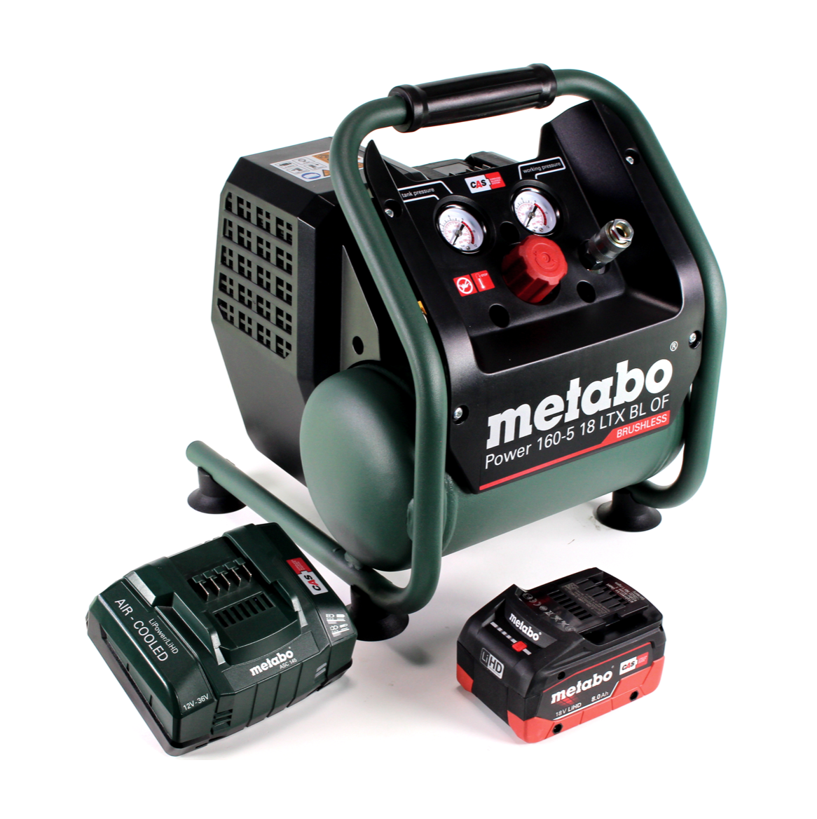 Metabo Power 160-5 18 LTX BL OF Akku Kompressor 18 V 8,0 bar Brushless + 1x LiHD Akkupack 8,0 Ah + Ladegerät