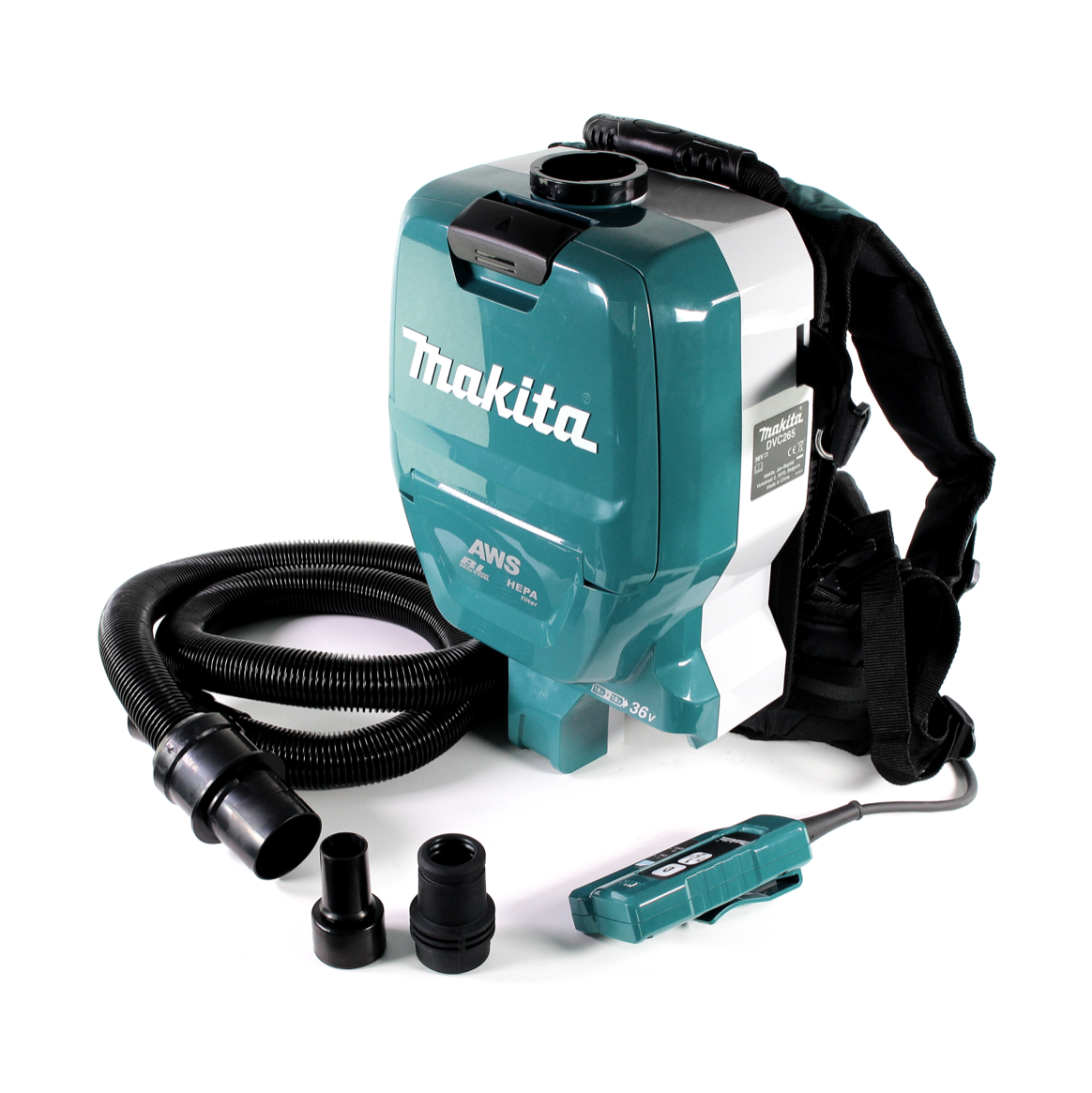 Makita DVC 265 SFXU Akku Rucksackstaubsauger 36 V (2x 18 V) Brushless + 2x Akku 3,0 Ah + Ladegerät - Toolbrothers