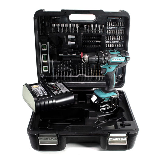 Makita DHP 482 SGTK perceuse à percussion sans fil 18 V 62 Nm + 1 batterie 6,0 Ah + chargeur + jeu d'accessoires 101 pièces + mallette