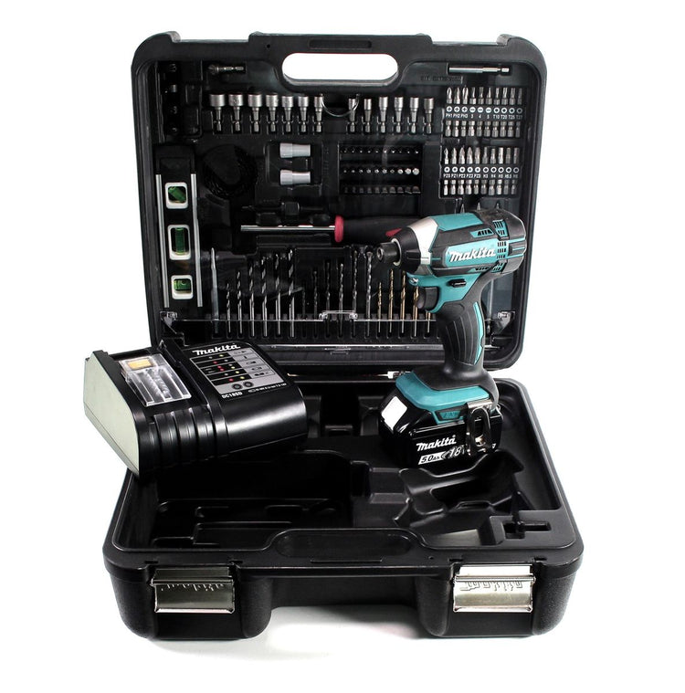 Makita DTD 152 STTK clé à chocs sans fil 18 V 165 Nm + 1x batterie 5,0 Ah + chargeur + jeu d'accessoires 101 pièces + mallette