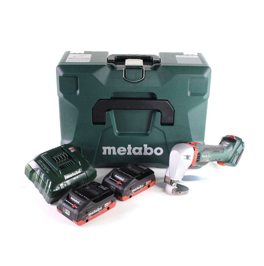 Metabo SCV 18 LTX BL 1.6 Akku Blechschere 18 V Brushless + 2x LiHD Akku 4,0 Ah + Ladegerät + MetaLoc