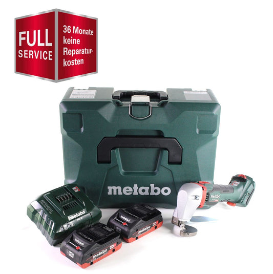 Metabo SCV 18 LTX BL 1.6 Cisailles sans fil 18 V brushless + 2x Batteries LiHD 4,0 Ah + Chargeur + MetaLoc (GRATUIT 3 ans de service complet protection complète )