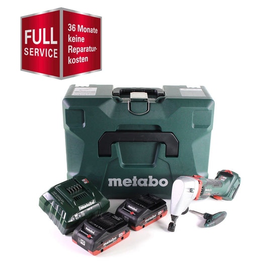 Metabo NIV 18 LTX BL 1.6 Grignoteuse sans fil (GRATUIT 3 ans de service complet protection complète)18 V brushless + 2x Batteries LiHD 4.0 Ah + Chargeur + MetaLoc