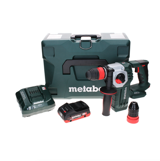 Metabo KHA 18 LTX BL 24 Marteau combiné à batterie rapide 18 V 2,2 J SDS-plus sans balais + 1 batterie LiHD 4,0 Ah + chargeur + MetaLoc