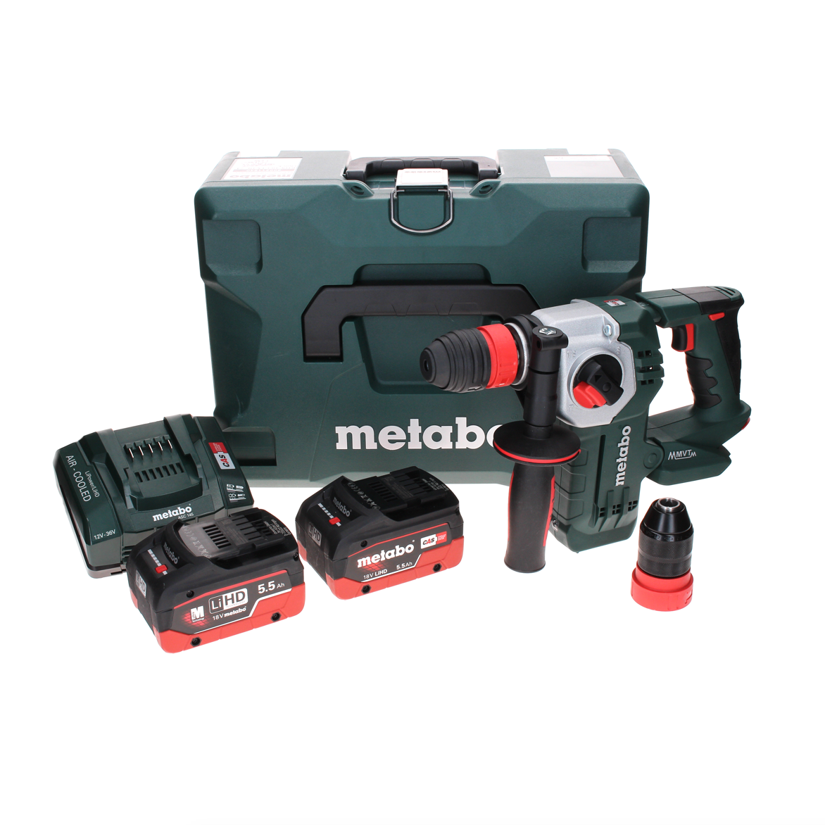 Metabo KHA 18 LTX BL 24 Marteau combiné à batterie Quick 18 V 2,2 J SDS-plus brushless + 2x batterie LiHD 5,5 Ah + chargeur + MetaLoc