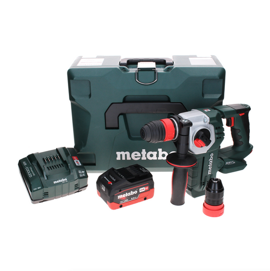 Metabo KHA 18 LTX BL 24 Marteau combiné à batterie rapide 18 V 2,2 J SDS-plus sans balais + 1 batterie LiHD 8,0 Ah + chargeur + MetaLoc