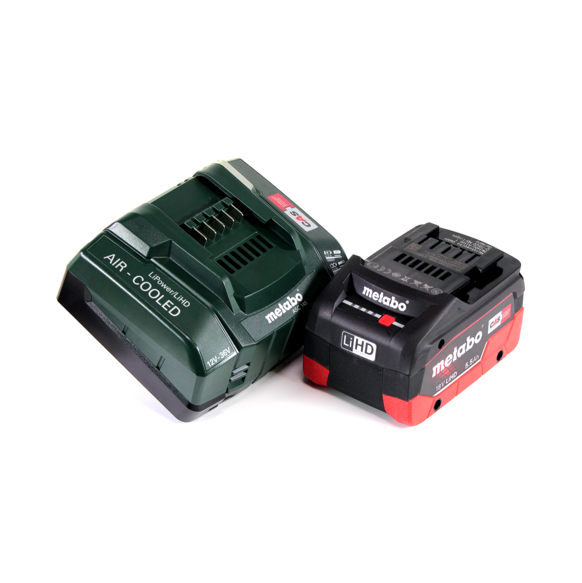 Metabo PA 14,4-18 LED-USB adaptateur secteur pour batterie, kit de base avec 1x batterie LiHD 5,5 Ah + chargeur ASC145