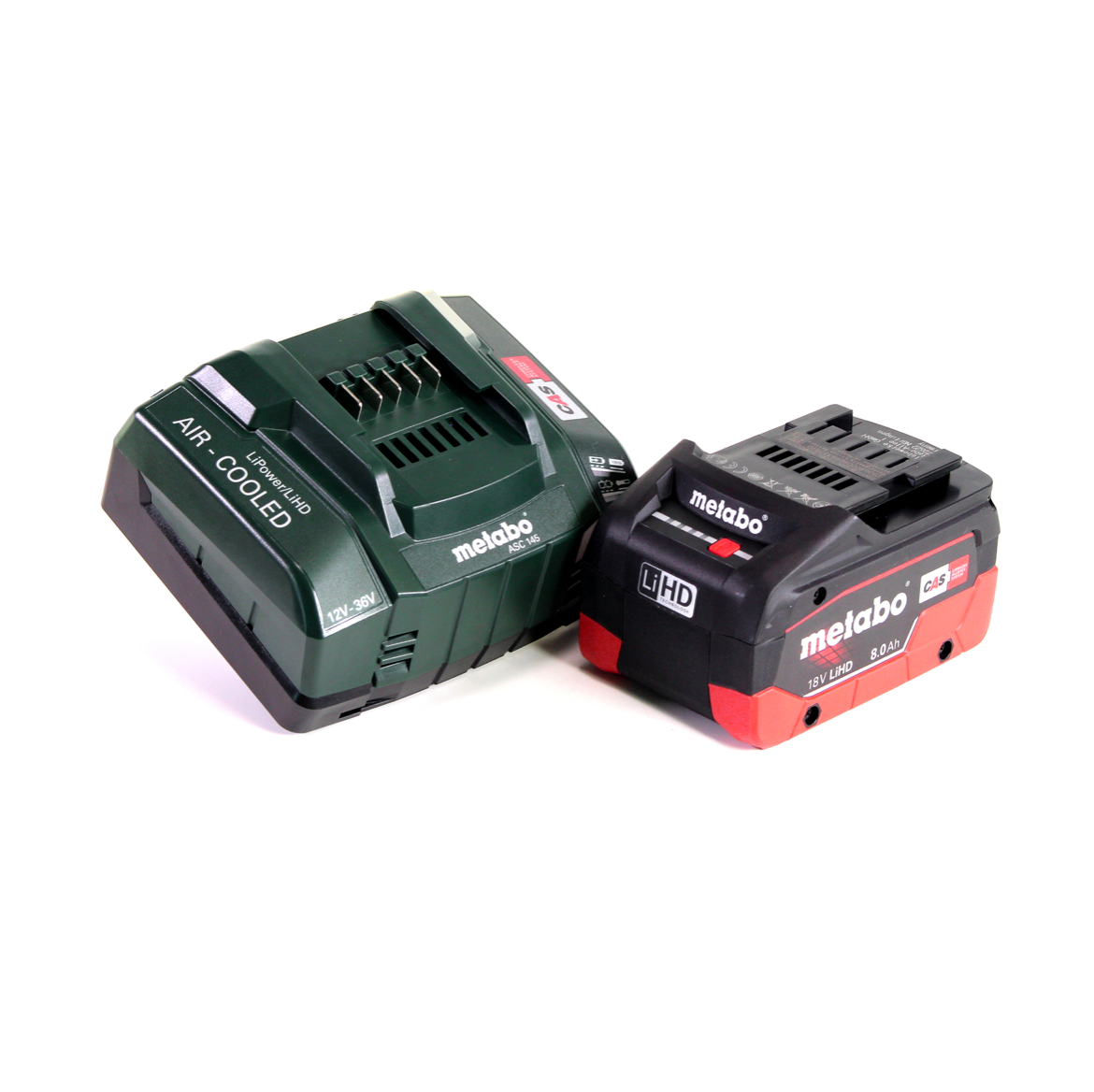 Metabo PA 14,4-18 LED-USB adaptateur secteur pour batterie, kit de base avec 1 batterie LiHD 8,0 Ah + chargeur ASC145