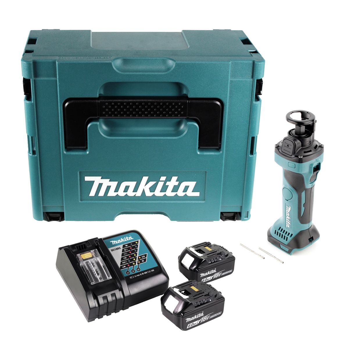 Makita DCO 180 RG1J Coupeuse Rotative Sans Fil 18 V + 2x Batteries 6,0 Ah + Chargeur + Coffret Makpac