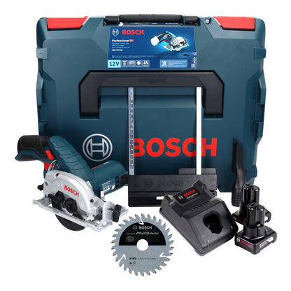 Scie circulaire sans fil Bosch GKS 12V-26 Professional 12 V 85 mm + 2x batteries 6,0 Ah + chargeur + lame de scie + L-Boxx