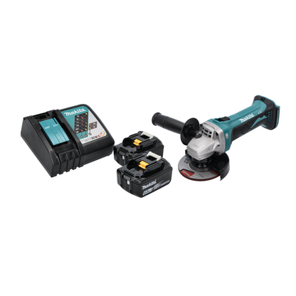 Makita DGA 452 RG Akku Winkelschleifer 18 V 115 mm + 2x Akku 6,0 Ah + Ladegerät