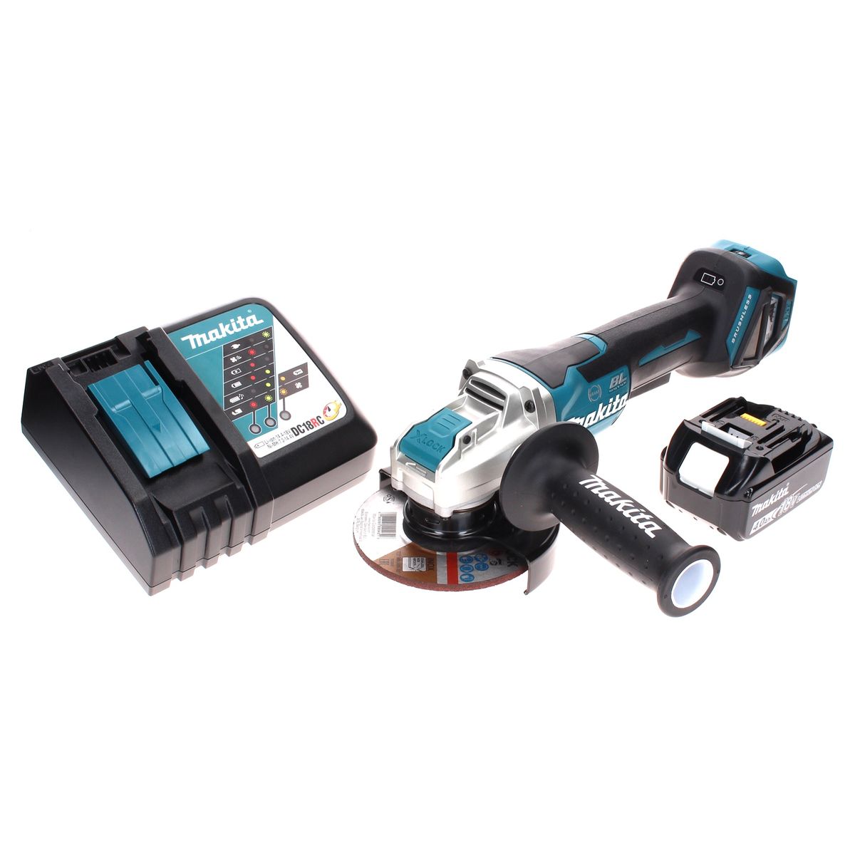 Makita DGA 519 RM1 Meuleuse d'angle sans balais 18 V 125 mm X-Lock + 1 batterie 4,0 Ah + chargeur