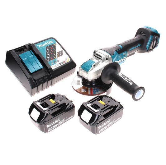 Meuleuse d'angle sur batterie Makita DGA 519 RM 18 V 125 mm sans balais X-Lock + 2x batteries 4,0 Ah + chargeur