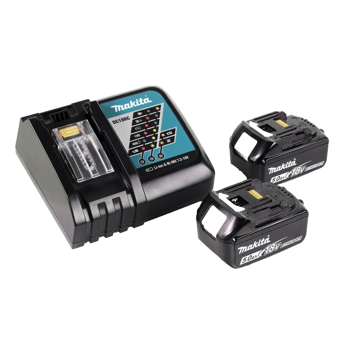 Meuleuse d'angle sur batterie Makita DGA 519 RTJ 18 V 125 mm sans balais X-Lock + 2x batteries 5,0 Ah + chargeur + Makpac