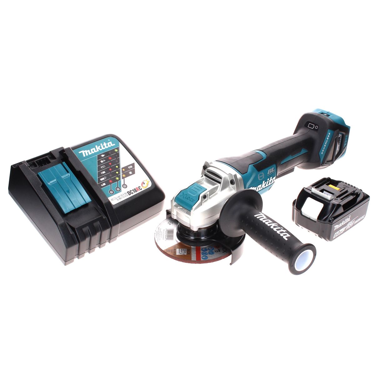 Makita DGA 519 RG1 Akku Winkelschleifer 18 V 125 mm Brushless X-Lock + 1x Akku 6,0 Ah + Ladegerät