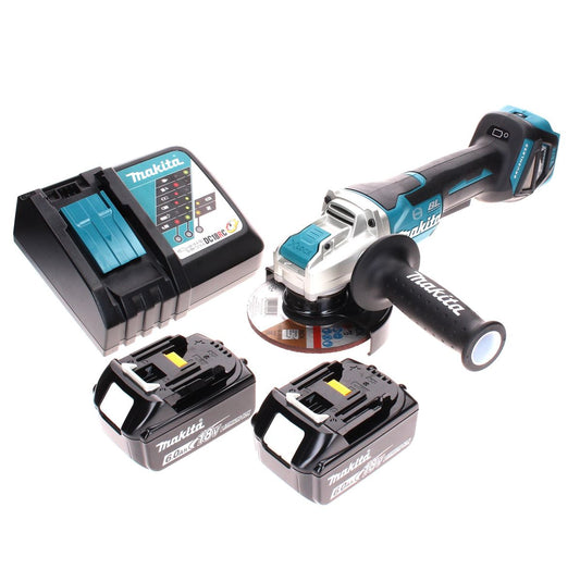 Makita DGA 519 RG Meuleuse d'angle sur batterie 18 V 125 mm sans balais X-Lock + 2x batteries 6,0 Ah + chargeur