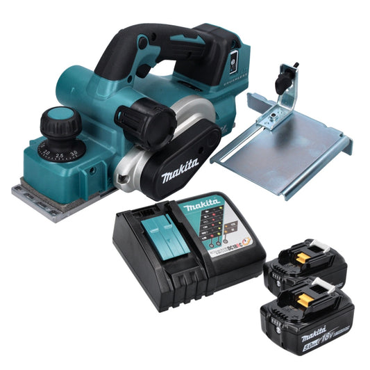 Makita DKP 181 RT Akku Hobel Falzhobel 82 mm 18 V Brushless + 2x Akku 5,0 Ah + Ladegerät