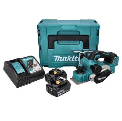 Makita DKP 181 RGJ Akku Hobel Falzhobel 82 mm 18 V Brushless + 2x Akku 6,0 Ah + Ladegerät + Makpac