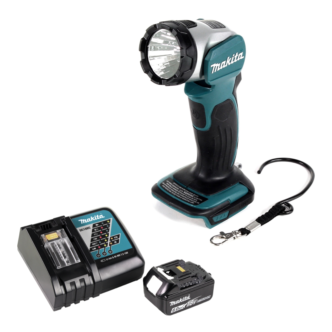 Makita DML 802 RG1 Akku Lampe für 14,4 und 18 V Akku + 1x Akku 6,0 Ah + Ladegerät