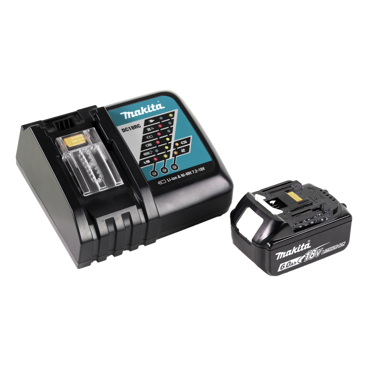 Makita DML 802 RG1 Akku Lampe für 14,4 und 18 V Akku + 1x Akku 6,0 Ah + Ladegerät