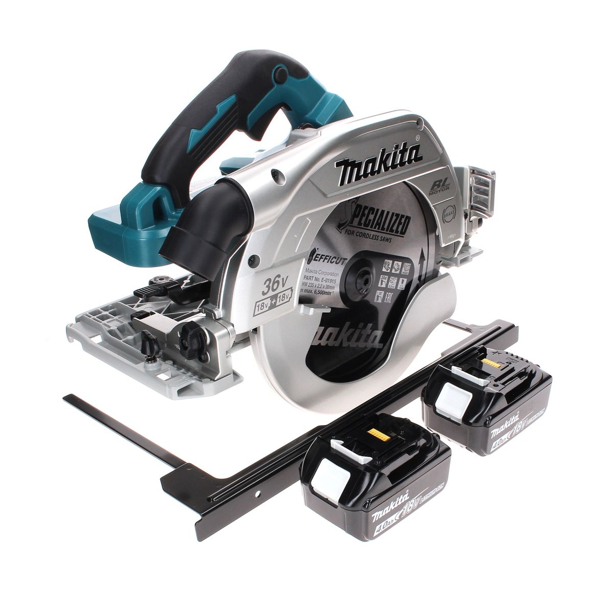 Makita DHS 900 M2 Akku Handkreissäge 36 V ( 2x 18 V ) 235 mm Brushless + 2x Akku 4,0 Ah - ohne Ladegerät