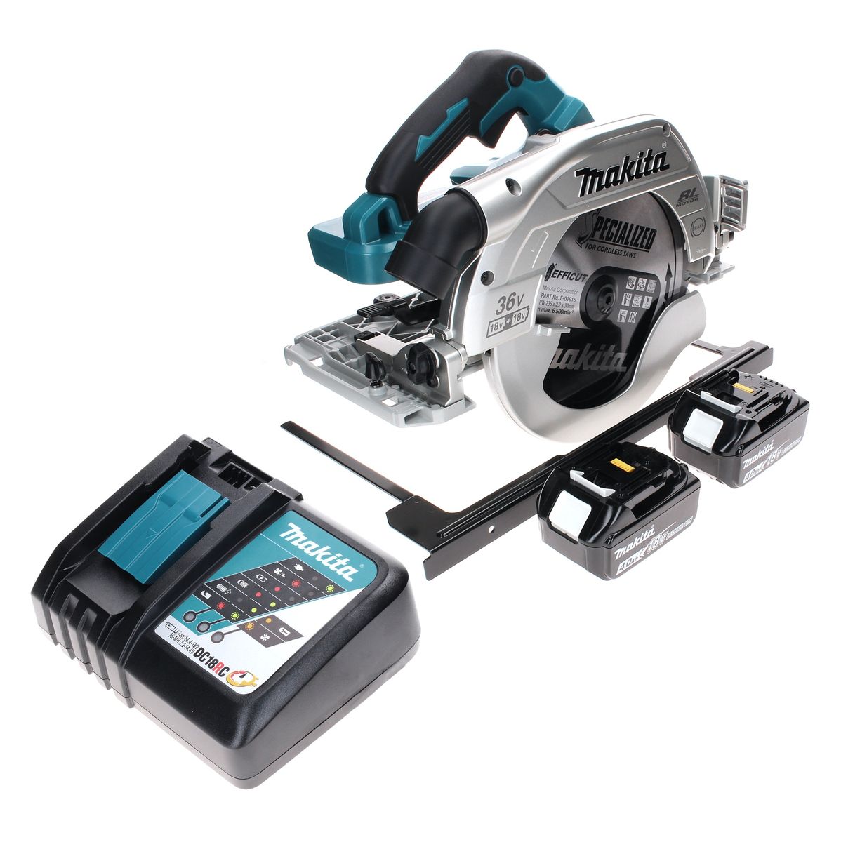 Makita DHS 900 RM2 Akku Handkreissäge 36 V ( 2x 18 V ) 235 mm Brushless + 2x Akku 4,0 Ah + Ladegerät