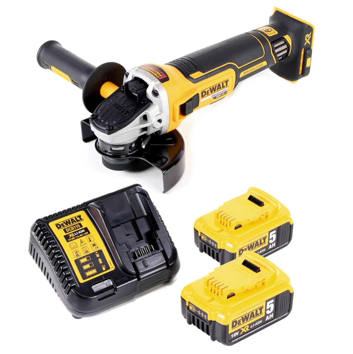 DeWalt DCG 405 P2 Akku Winkelschleifer 18V 125mm Brushless + 2x Akku 5,0Ah + Ladegerät - Toolbrothers