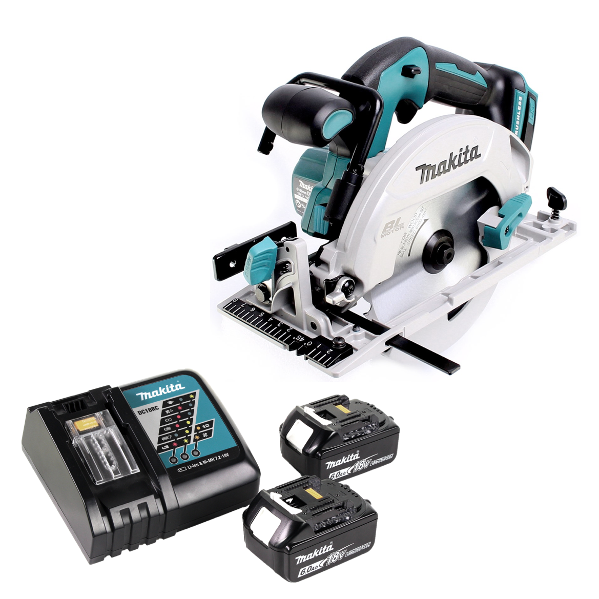 Makita DHS 680 RG Akku Handkreissäge 18 V 165 mm Brushless + 2x Akku 6,0 Ah + Ladegerät - Toolbrothers