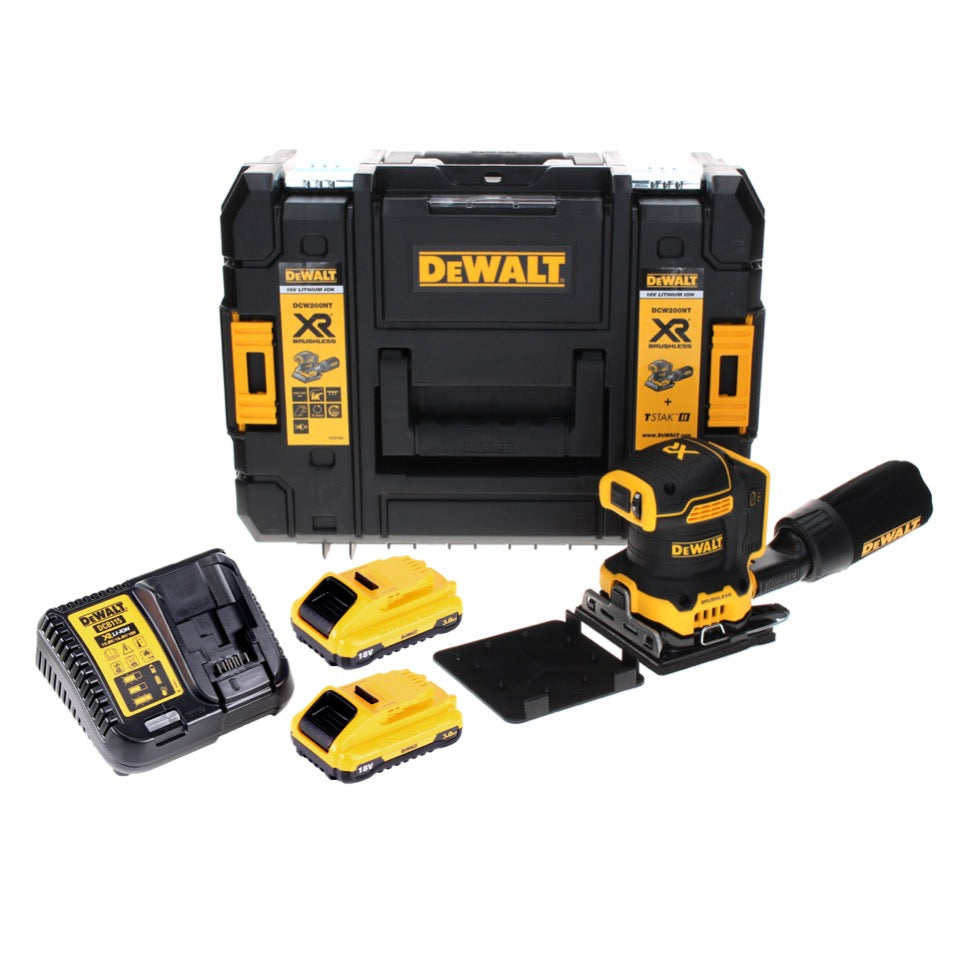 Ponceuse vibrante sans fil DeWalt DCW 200 L2 18V 108x115 mm + 2x batteries 3,0Ah + chargeur + TSTAK