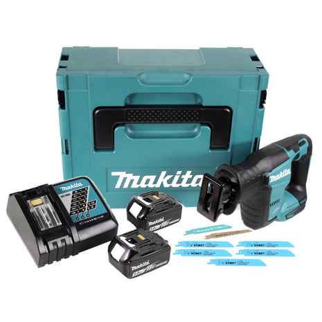 Makita DJR 188 RTJ Akku Reciprosäge 18 V Brushless + 2x Akku 5,0 Ah + Ladegerät + 5x Sägeblatt Metal Wood + Makpac - Toolbrothers