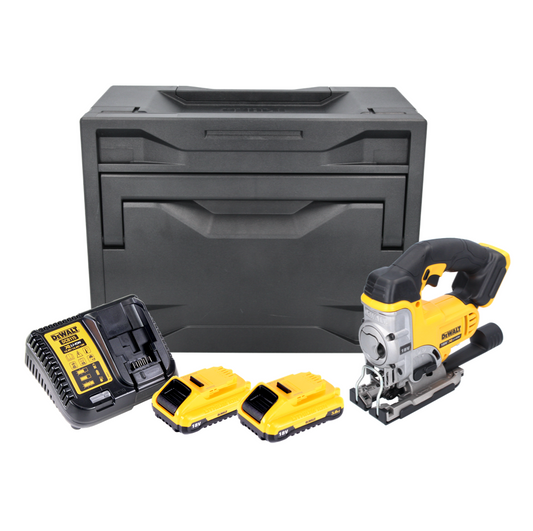 Scie sauteuse à batterie DeWalt DCS 331 L2D 18 V + 2x batteries 3,0 Ah + chargeur + D-Box