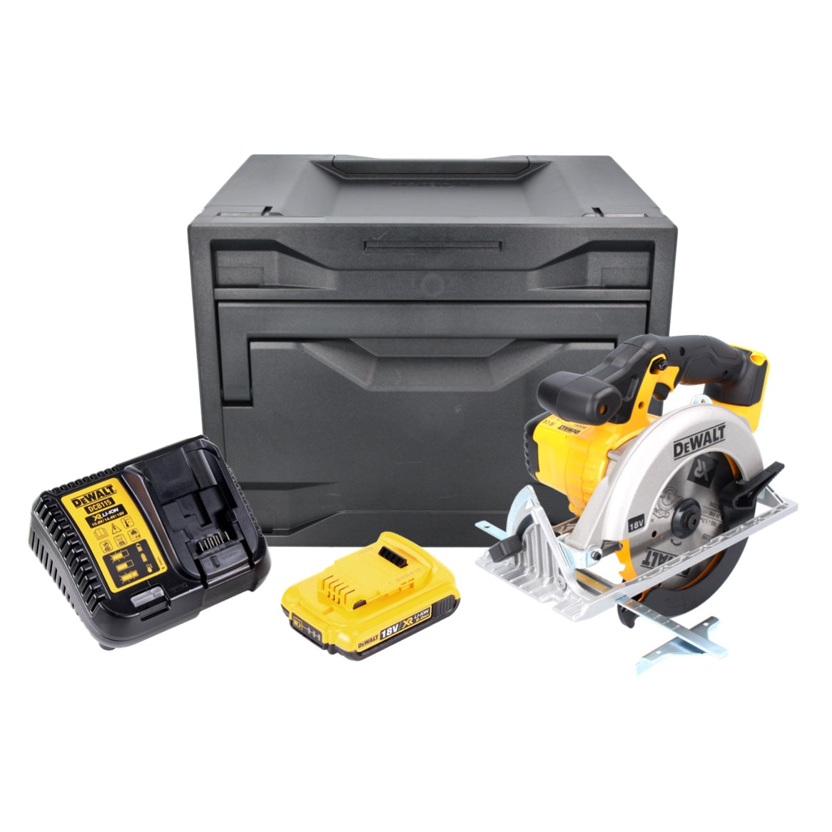 DeWalt DCS 391 D1D Akku Handkreissäge 18 V 165 mm + 1x Akku 2,0 Ah + Ladegerät + D-Box