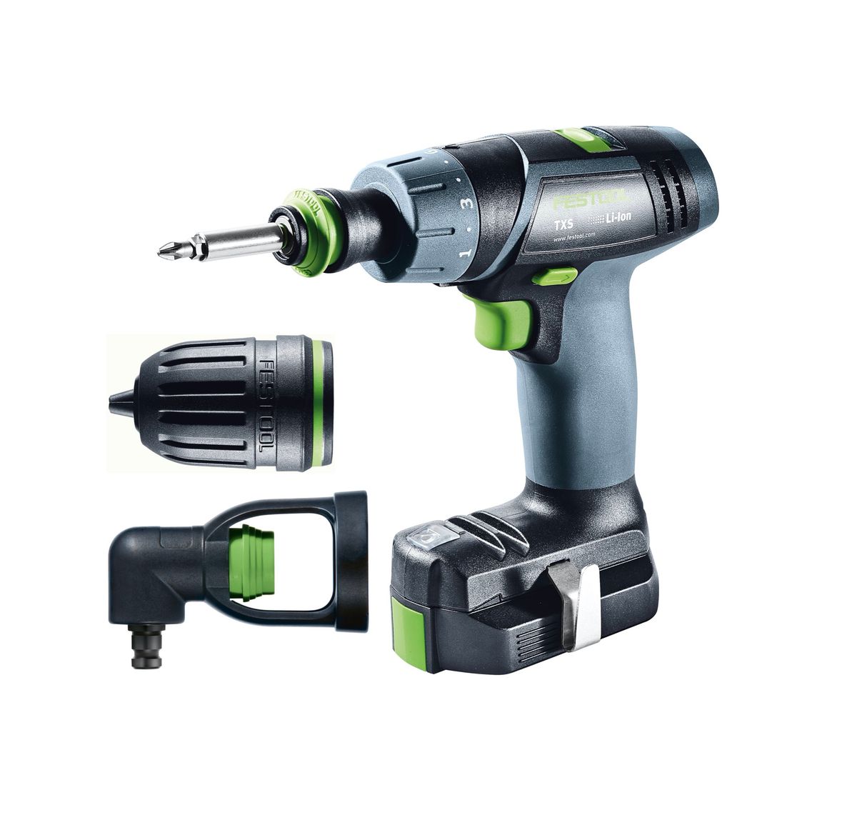 Festool TXS Li 2,6 Set Akku Bohrschrauber 10,8 V 16 Nm ( 576102 ) + 2x 2,6 Ah Akku + Ladegerät  + Winkelvorsatz + Systainer - Nachfolger von 564510 - Toolbrothers