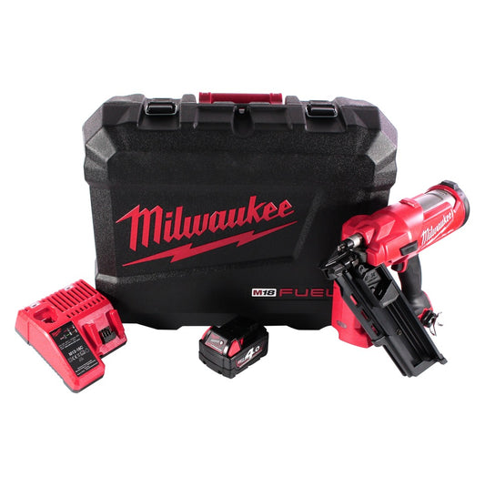 Cloueur à batterie Milwaukee M18 FFN-401C 18 V 50 - 90 mm sans balais + 1x batterie 4,0 Ah + chargeur + coffret