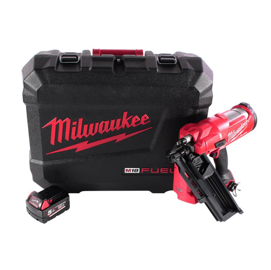 Cloueur à batterie Milwaukee M18 FFN-501C 18 V 50 - 90 mm sans balais + 1x batterie 5,0 Ah + coffret - sans chargeur