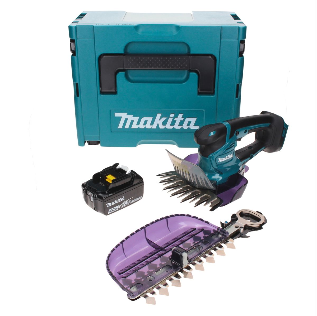 Makita DUM 604 M1XJ Akku Grasschere 18 V mit Gras- und Strauchscherblatt + 1x Akku 4,0 Ah + Makpac - ohne Ladegerät