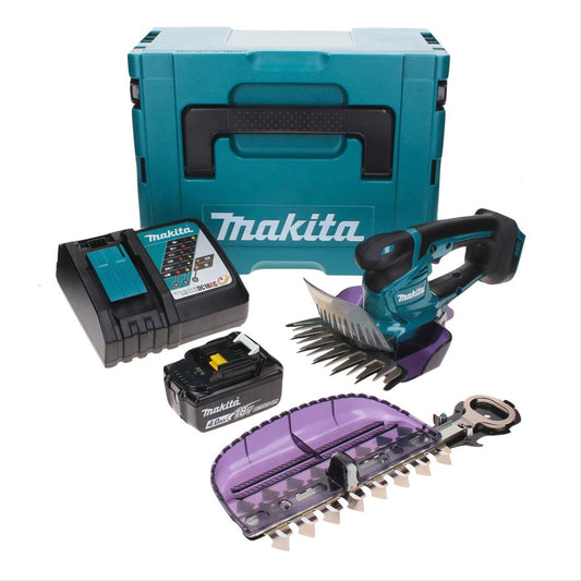 Makita DUM 604 RM1XJ Akku Grasschere 18 V mit Gras- und Strauchscherblatt + 1x Akku 4,0 Ah + Ladegerät + Makpac