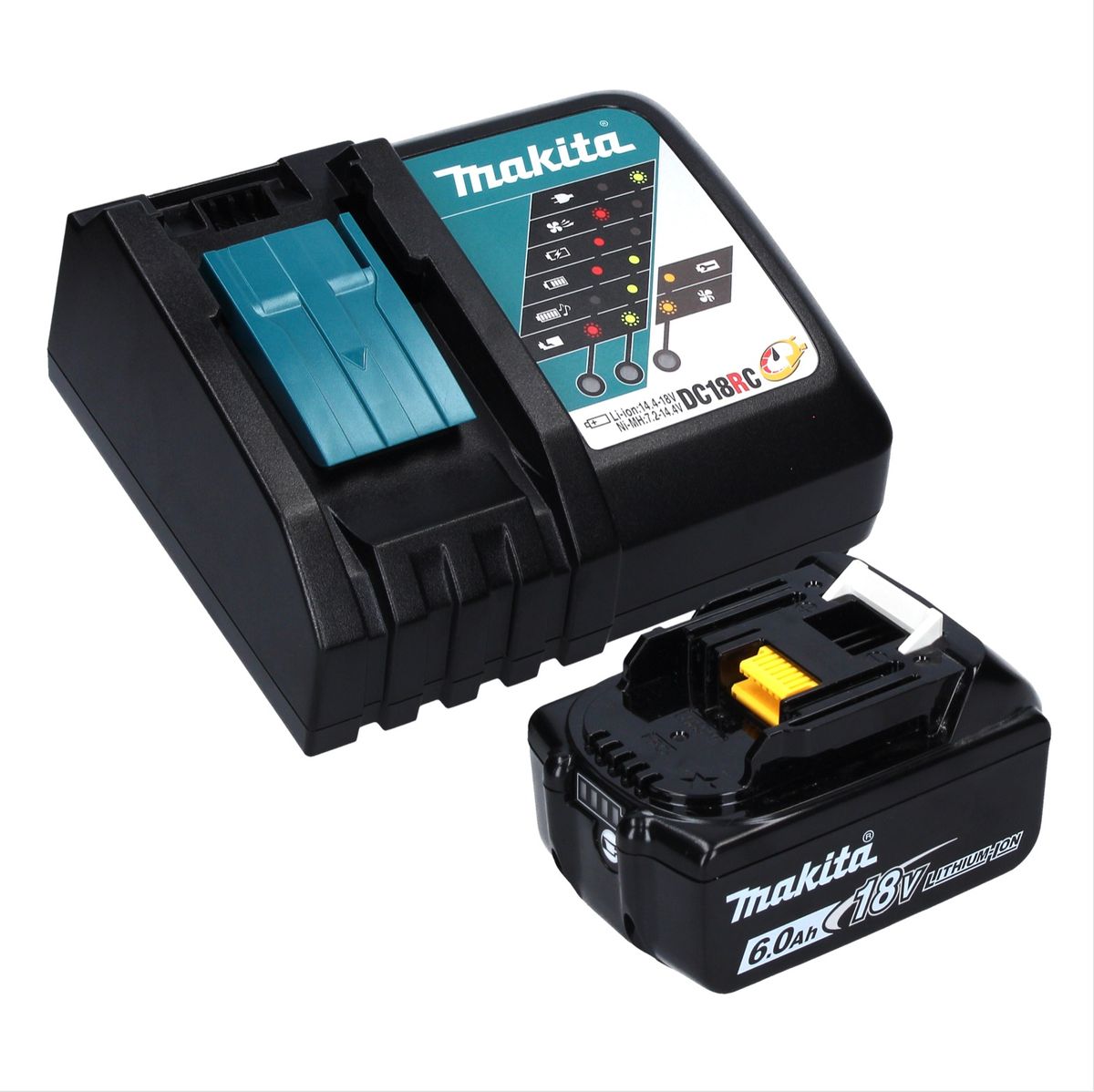 Cisaille à gazon sans fil Makita DUM 604 RG1XJ 18 V avec lame de cisaille à herbe et arbustes + 1x batterie 6,0 Ah + chargeur + Makpac