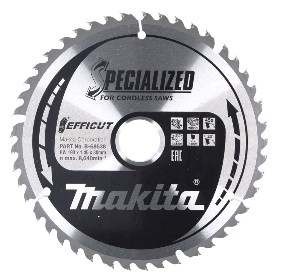 Makita CCF19045G SPECIALIZED EFFICUT Sägeblatt 190 x 30 x 1,0 mm (  B-68638 ) 45 Zähne für Holz - Toolbrothers