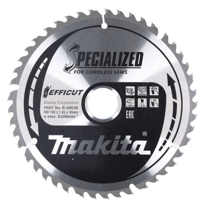 Makita CCF19045G SPECIALIZED EFFICUT Sägeblatt 190 x 30 x 1,0 mm (  B-68638 ) 45 Zähne für Holz - Toolbrothers