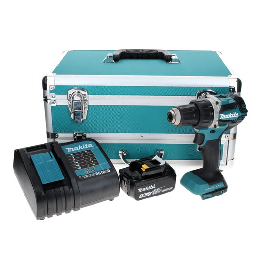 Makita DDF 484 ST1TX Akku Bohrschrauber 18 V 54 Nm Brushless + 1x Akku 5,0 Ah + Ladegerät + 70 tlg. Bit Bohrer Set + TX Alu Koffer