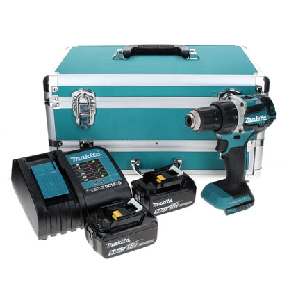 Makita DDF 484 STTX Perceuse-visseuse sans fil 18 V 54 Nm Brushless + 2x Batteries 5,0 Ah + Chargeur + Jeu de mèches - 70 pièces + Mallette en aluminium TX