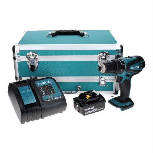 Makita DHP 456 SG1TX Akku Schlagbohrschrauber 18 V 50 Nm + 1x Akku 6,0 Ah + Ladegerät + 70 tlg. Bit Bohrer Set + TX Alu Koffer