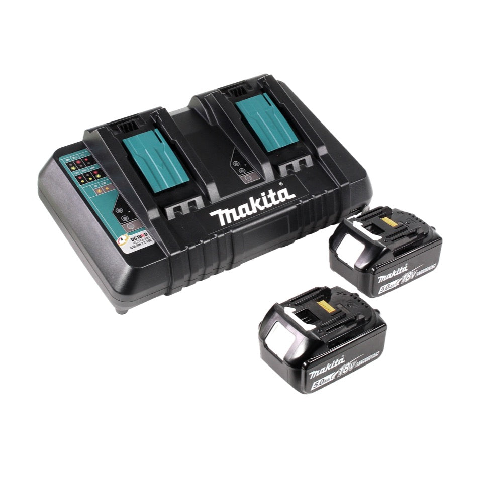 Tronçonneuse à batterie Makita DUC 306 PT 36 V (2x 18 V) sans balais 30 cm + 2x batteries 5,0 Ah + double chargeur