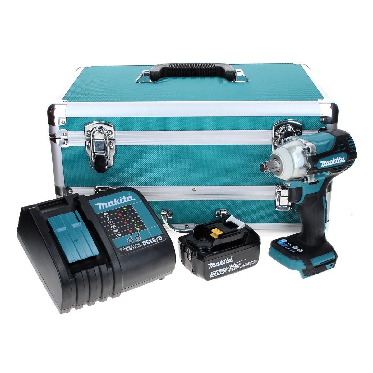 Makita DTW 300 SF1TX Akku Schlagschrauber 18 V 330 Nm 1/2" Brushless + 1x Akku 3,0 Ah + Ladegerät + 70 tlg. Bit Bohrer Set + TX Alu Koffer