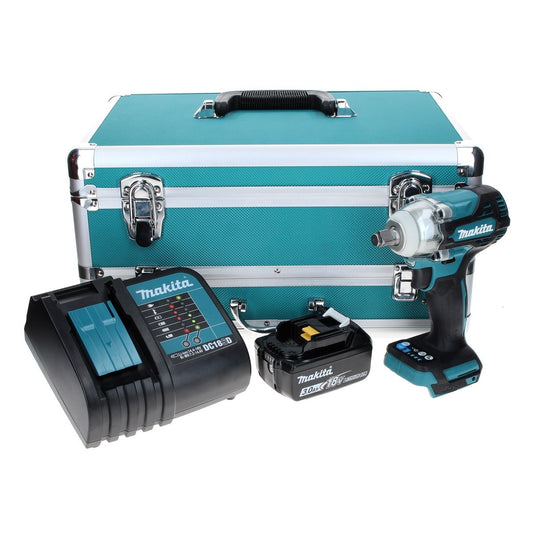 Makita DTW 300 SF1TX Clé à chocs sans fil 18 V 330 Nm 1/2" sans balais + 1 batterie 3,0 Ah + chargeur + jeu de 70 forets + coffret en aluminium TX